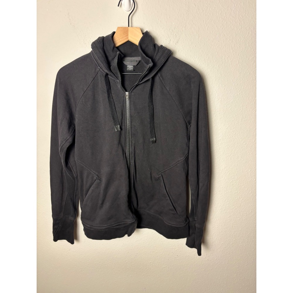 Athleta Triumph Hoodie Black Full Zip Sweatshirt Large Womens Activewear